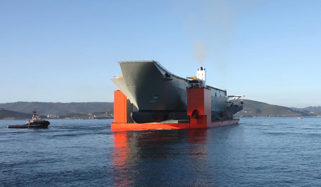 The departure of the hull of the first of the Royal Australian Navy’s (RAN’s) new amphibious ships from Ferrol in northern Spain.