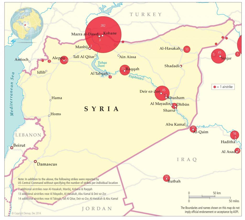 The first 100 days of airstrikes in Syria, based on US Central Command news releases.