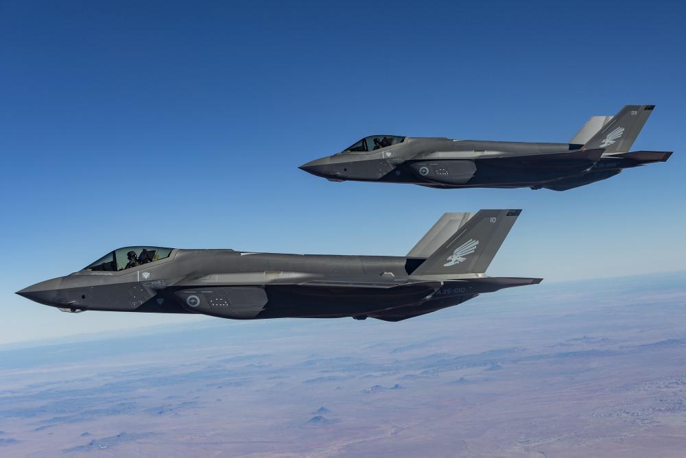 Two Australian F-35s over the Hopi Reservation, Arizona, USA.